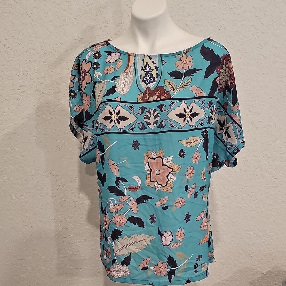 Floral Print Women's Top - Teal